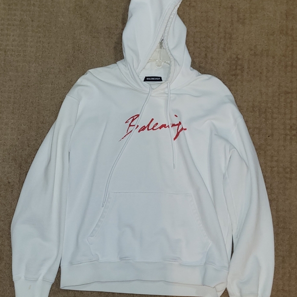 Balenciaga White and Pink Women's Hoodie